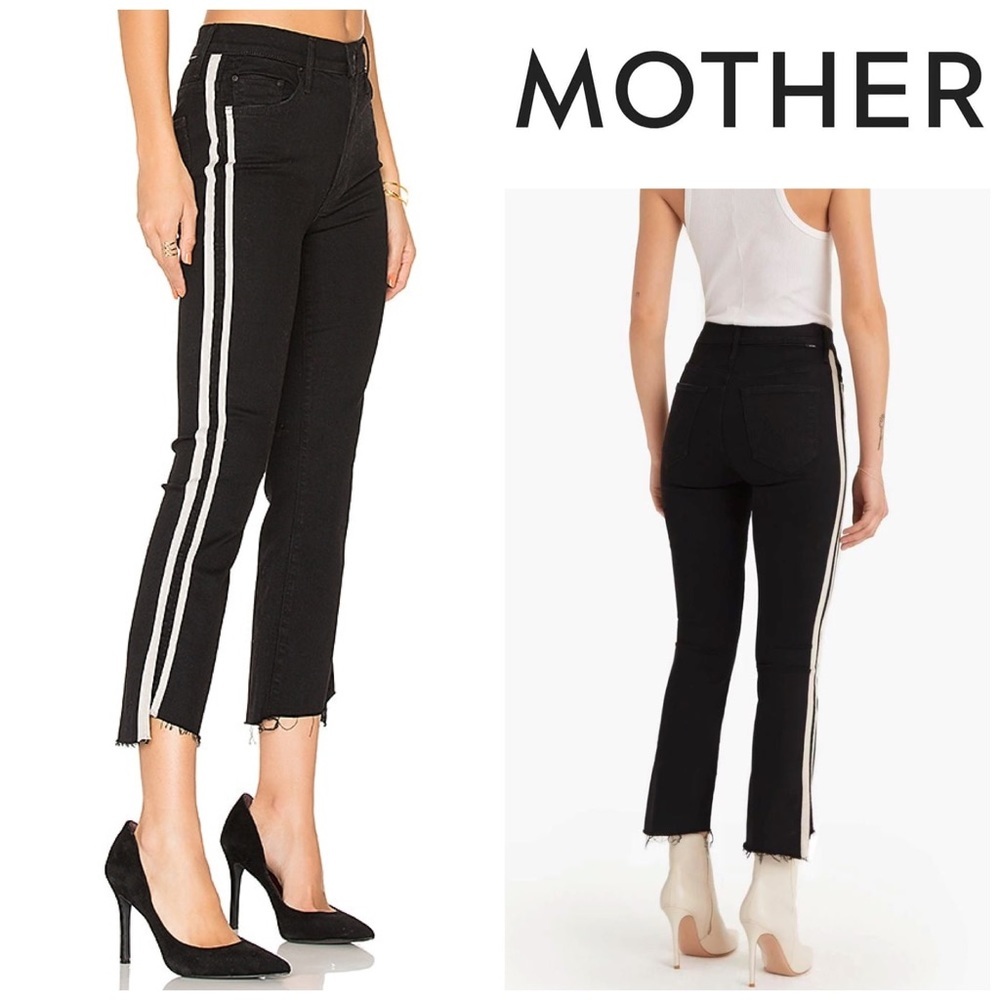 NWOT MOTHER Insider Crop Step Fray Jeans in Guilty Racer (Black)